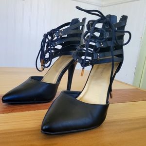 Lace-up Ankle Black Pumps Like New